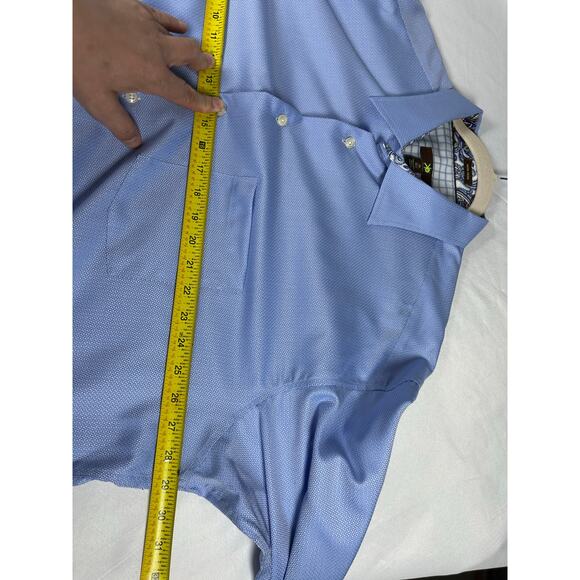 Egara Long Sleeve Flip Cuff Non-Iron Shirt Blue White Check Mens Size 2X 181/2 - Picture 5 of 11